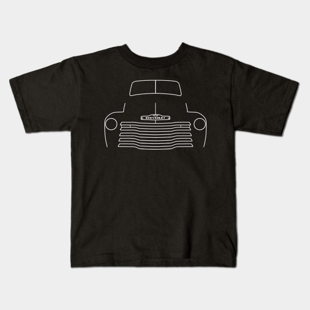 1949 Chevy 3100 stepside classic pickup truck outline graphic (white) Kids T-Shirt by soitwouldseem